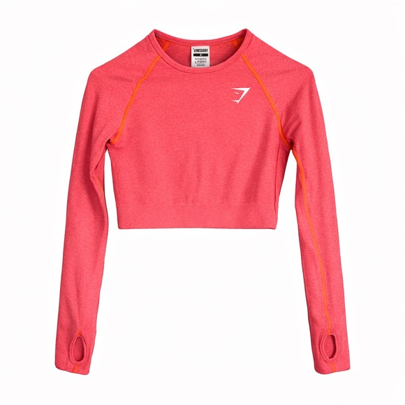 Gymshark Tops - NEVER WORN - Gymshark Pink/orange Cropped Seamless Long Sleeve Top